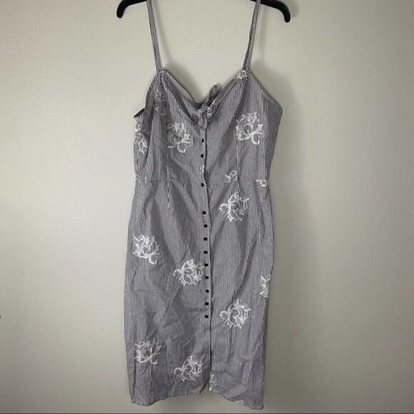 Ali +Jay full Button black white stripe Midi Dress NWT womens XL - Picture 2 of 8